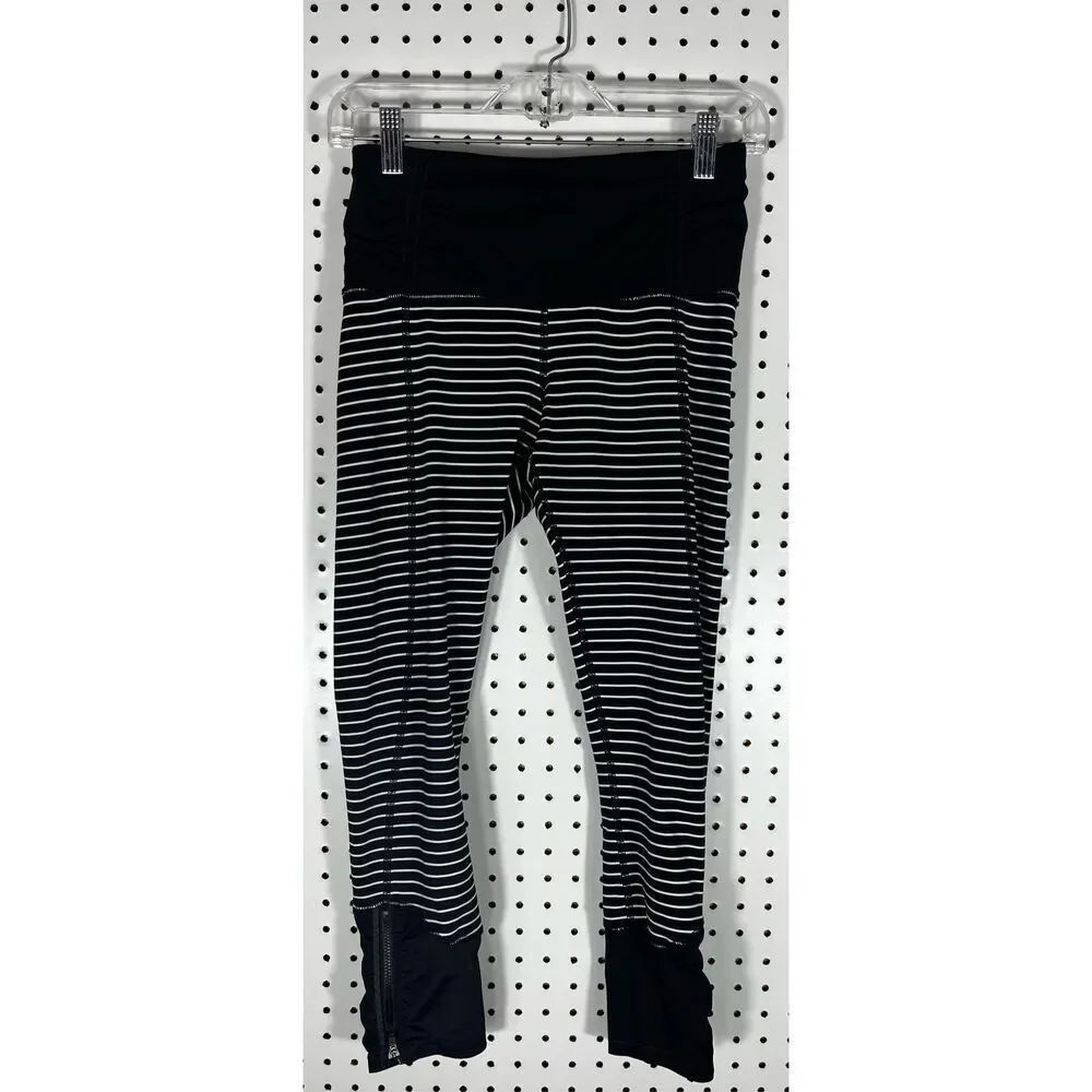 Lululemon run day striped crop leggings size 4